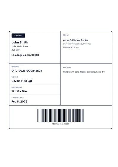 Shipping Label US Letter 8.5x11 Printable
