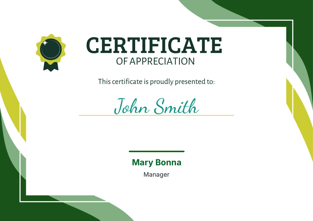 Certificate of Appreciation