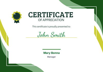 Certificate of Appreciation