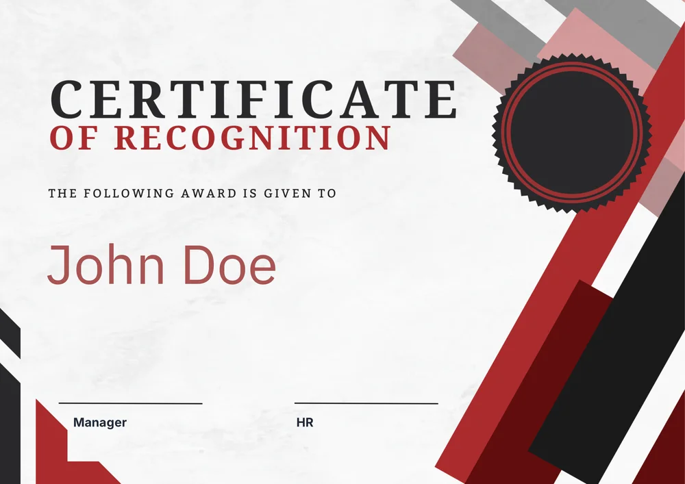 Certificate of Recognition