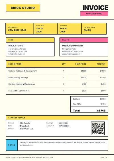 Bold Creative Agency Invoice Template