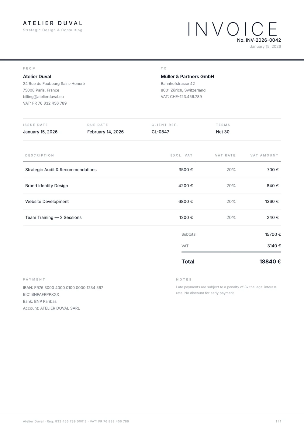 Minimalist European Invoice