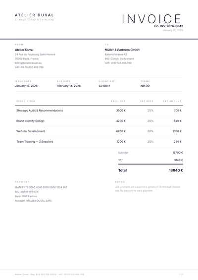 Invoice Template for Freelancers & Consultants