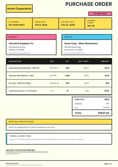 Purchase Order for Creative Agencies & Startups