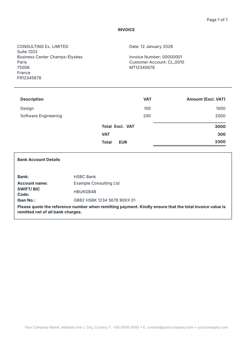 European Corporate Invoice