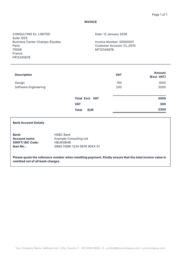 European Corporate Invoice