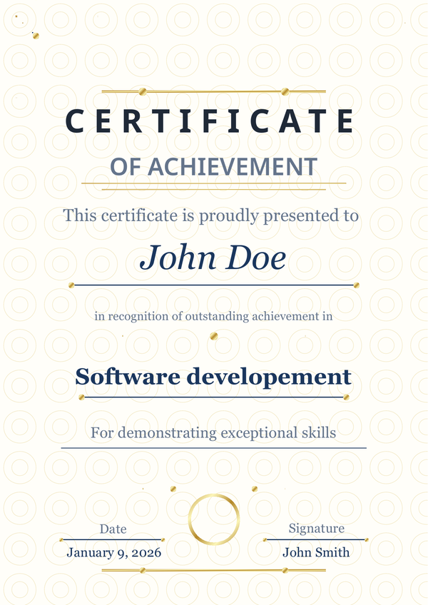 Certificate of Achievement Portrait Gold