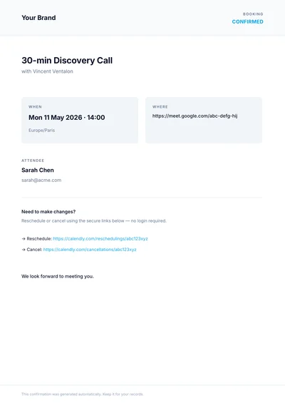 Calendly Booking Confirmation
