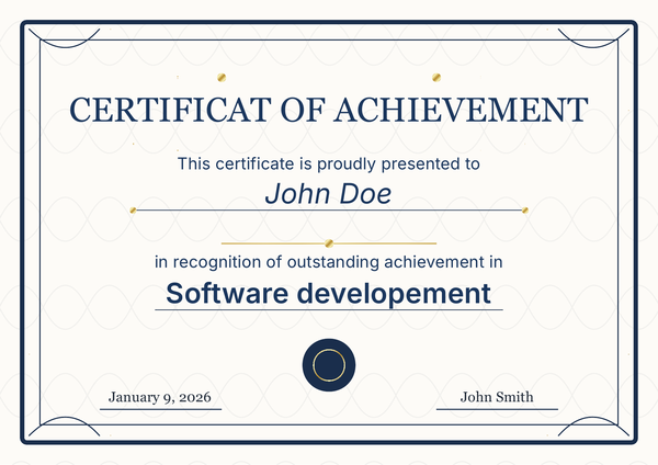 Certificate of Achievement Landscape Gold
